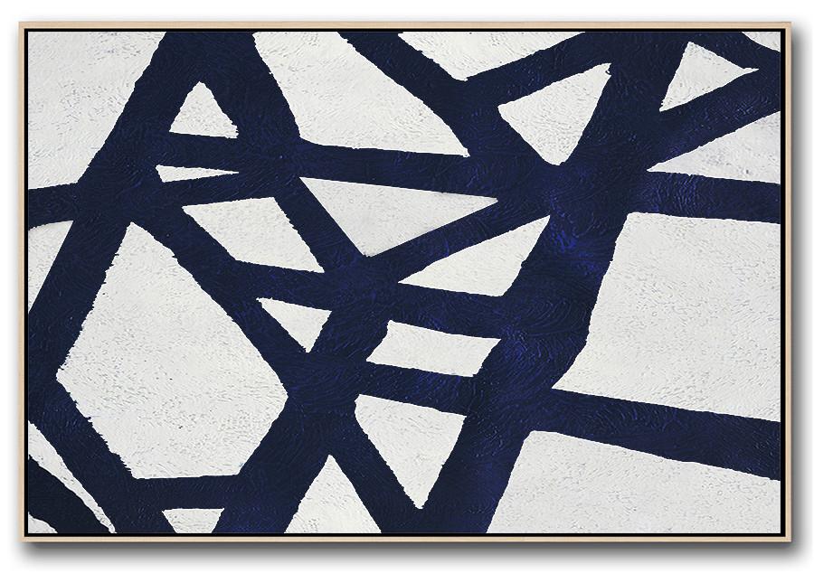 Horizontal Navy Blue Minimal Art #NV138C